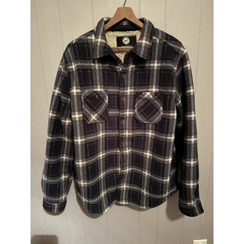 Weatherproof Flannel L Heavyweight Soft Red Multi  Sherpa Lined Shirt Jacket